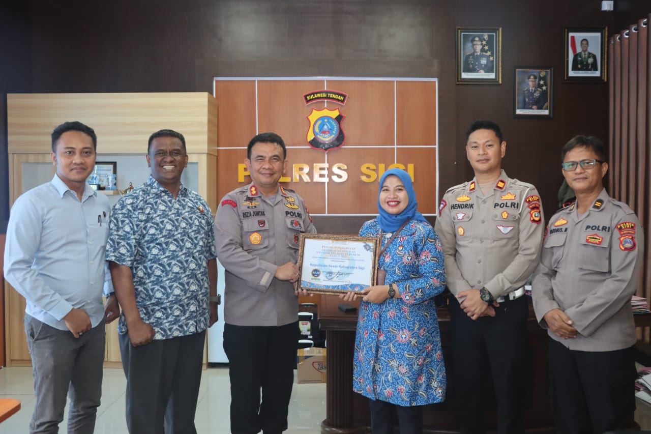 Lagi, Polres Sigi Raih Penghargaan Kepatutan Standar Pelayanan Publik