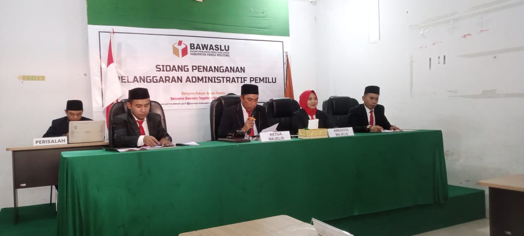 Begini Putusan Bawaslu Parimo Atas Dua Pelanggaran Administrasi Pemilu