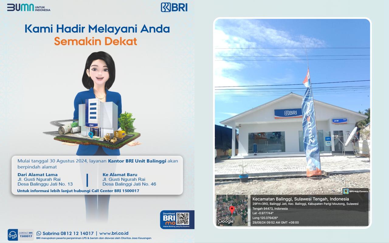 Dekatkan Pelayanan, BRI Unit Balinggi Akan Online di Gedung Baru 30 Agustus