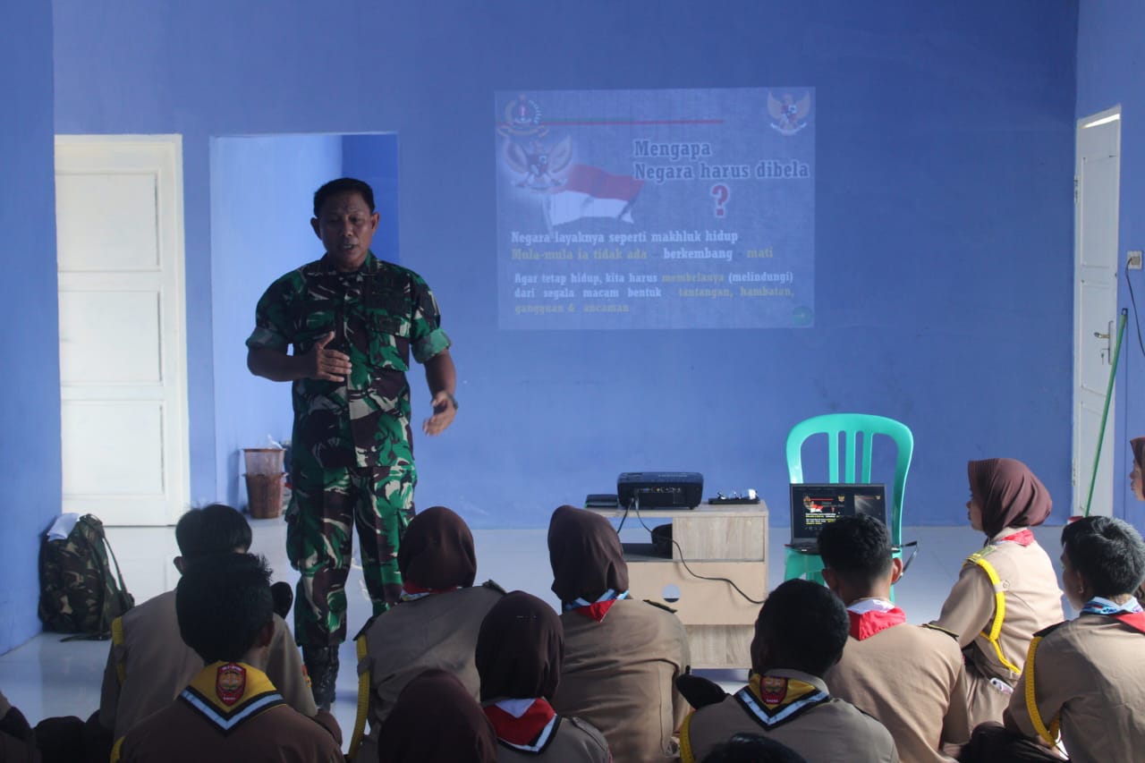 Danramil Parigi Berikan Wawasan Bela Negara di Kemah Kwartir Cabang Parimo
