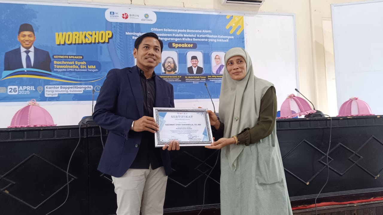 BRIN-UNESCO Gelar Worshop Literasi Kebencanaan, Libatkan Anggota DPR Sulteng