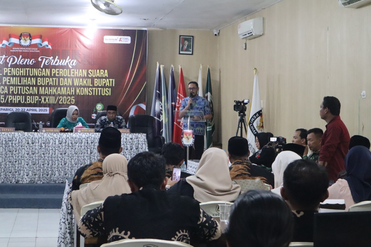 KPU Gelar Rapat Pleno Rekapitulasi Perhitungan Suara PSU Pilkada Parimo
