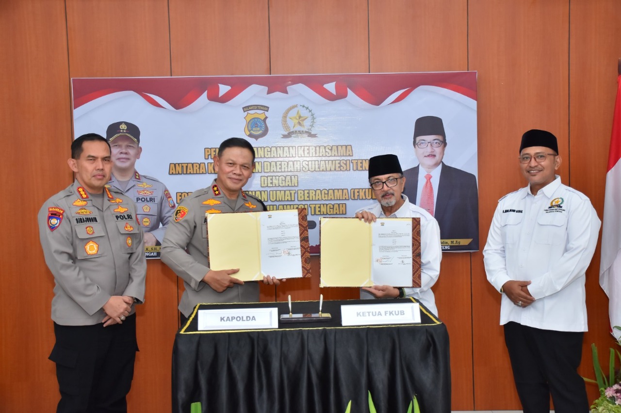 Polda Sulteng dan FKUB Tekan Nota Kesepahaman Moderasi Beragama