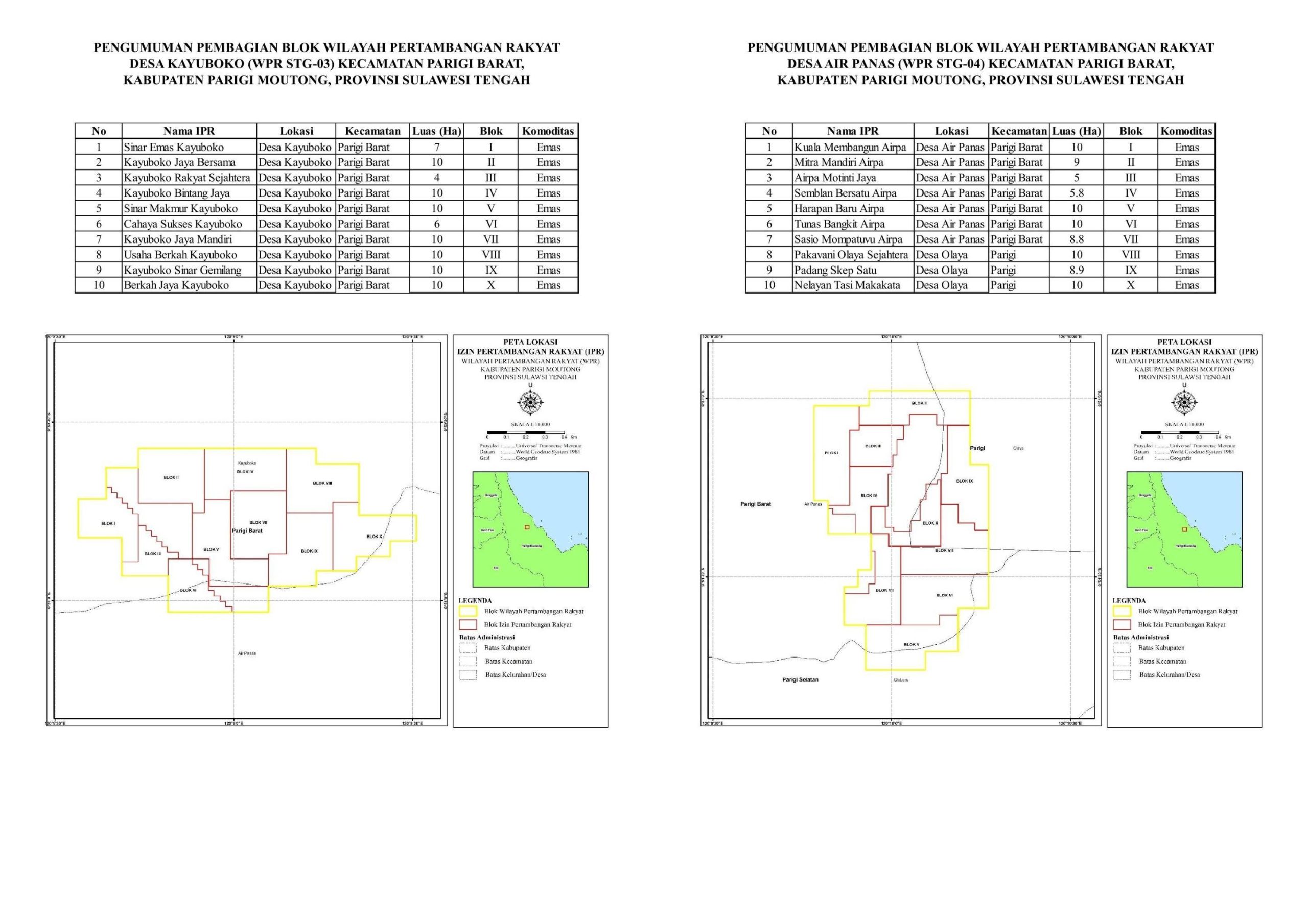 Pemprov Sulteng Umumkan Izin Pertambangan Rakyat di Kayuboko dan Air Panas