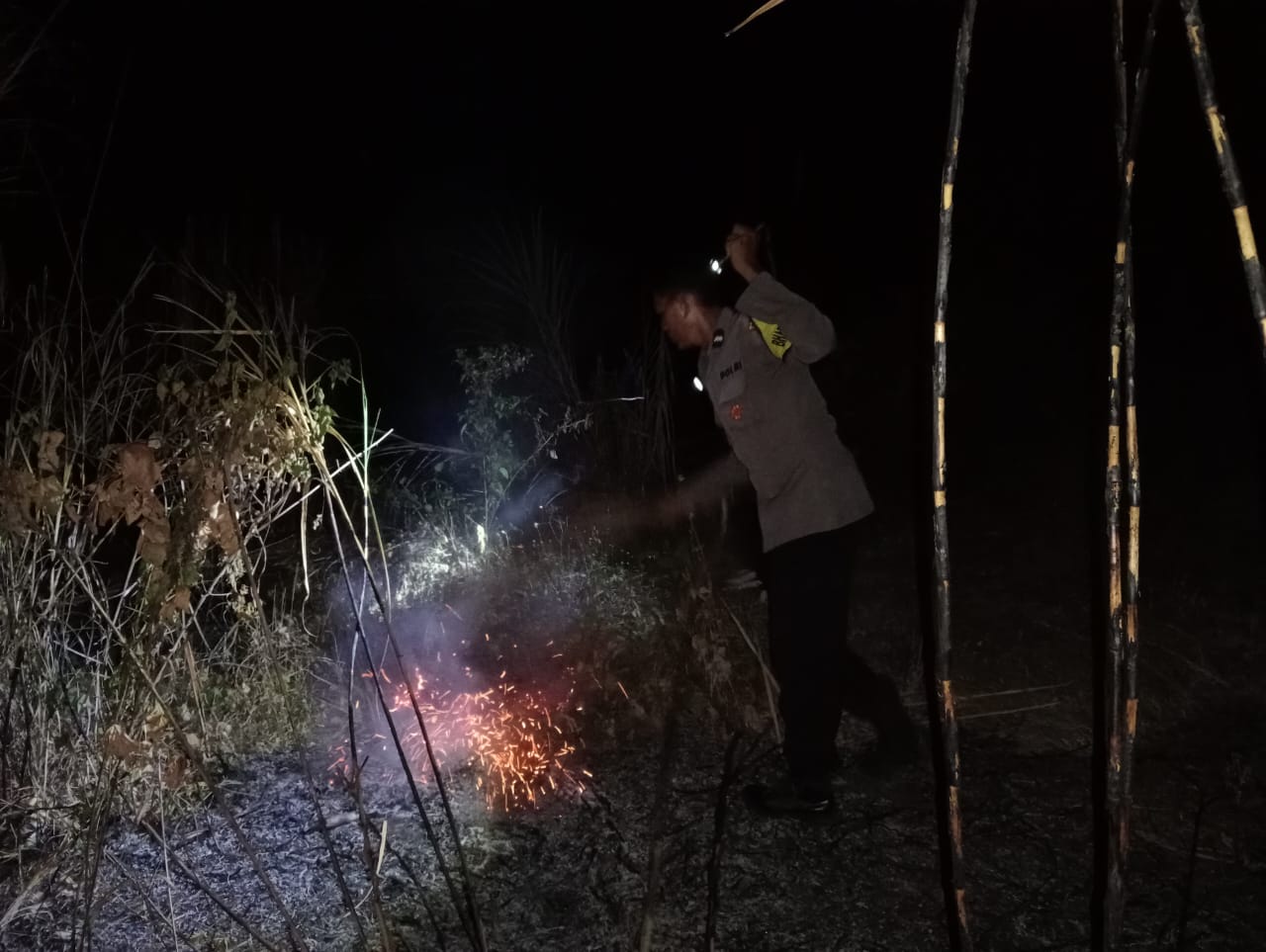 Polisi dan Warga Berjibaku Padamkan Kebakaran Lahan 5 Hektare di Parigi Selatan