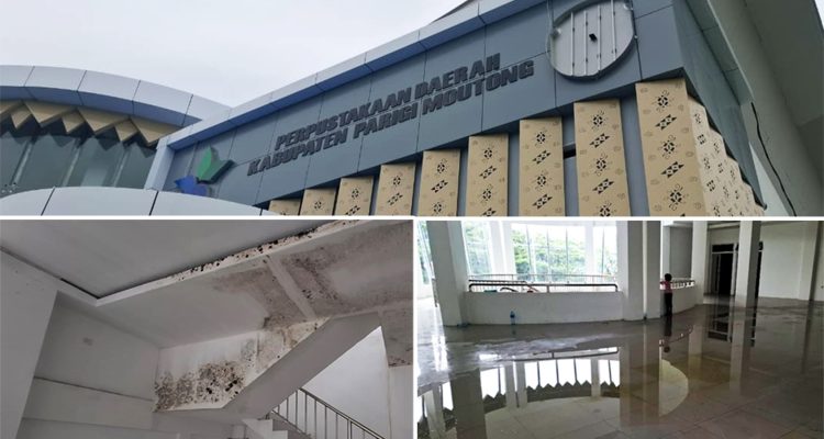 Baru Rampung, Gedung Perpustakaan Rp8,7 Miliar di Parimo Bocor dan Dipenuhi Jamur