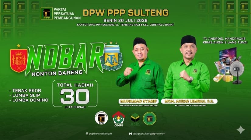 Meriahkan Final Piala Dunia, DPW PPP Sulteng Gelar Nobar Berhadiah Rp30 Juta