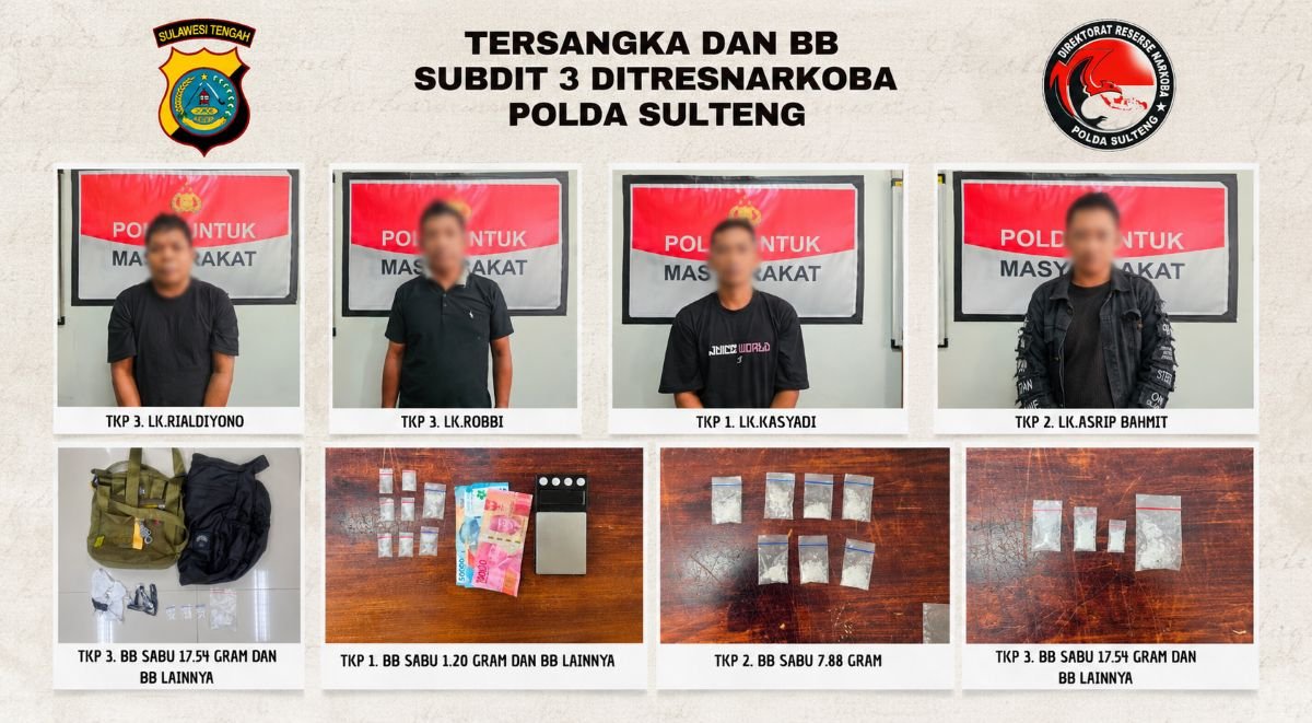 26,62 Gram Sabu Disita, Polda Sulteng Ungkap Jaringan Narkoba di Parimo